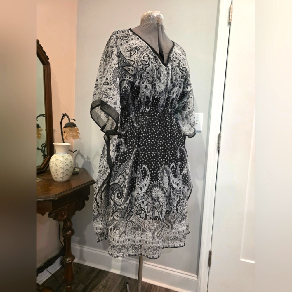 NWT 3X Kaftan Style Knee-Length Dress - Picture 8 of 8